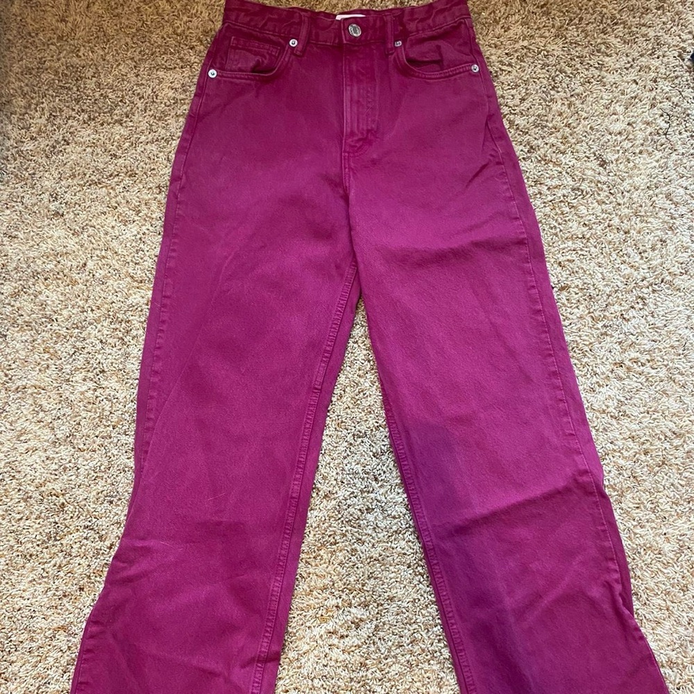 Zara burgundy/high rise jeans